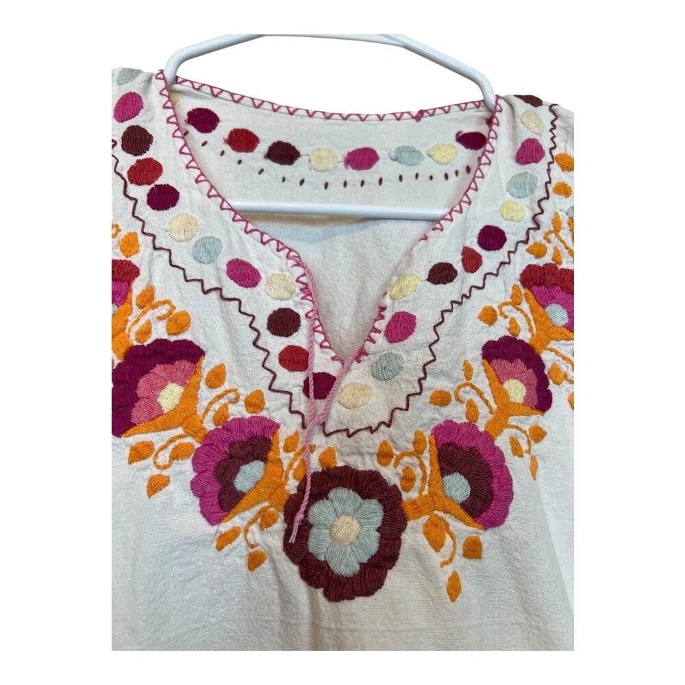 Embroidered Floral Boho Blouse Shirt Top Cottage Indie Fairy Festival Hippie - Picture 3 of 6